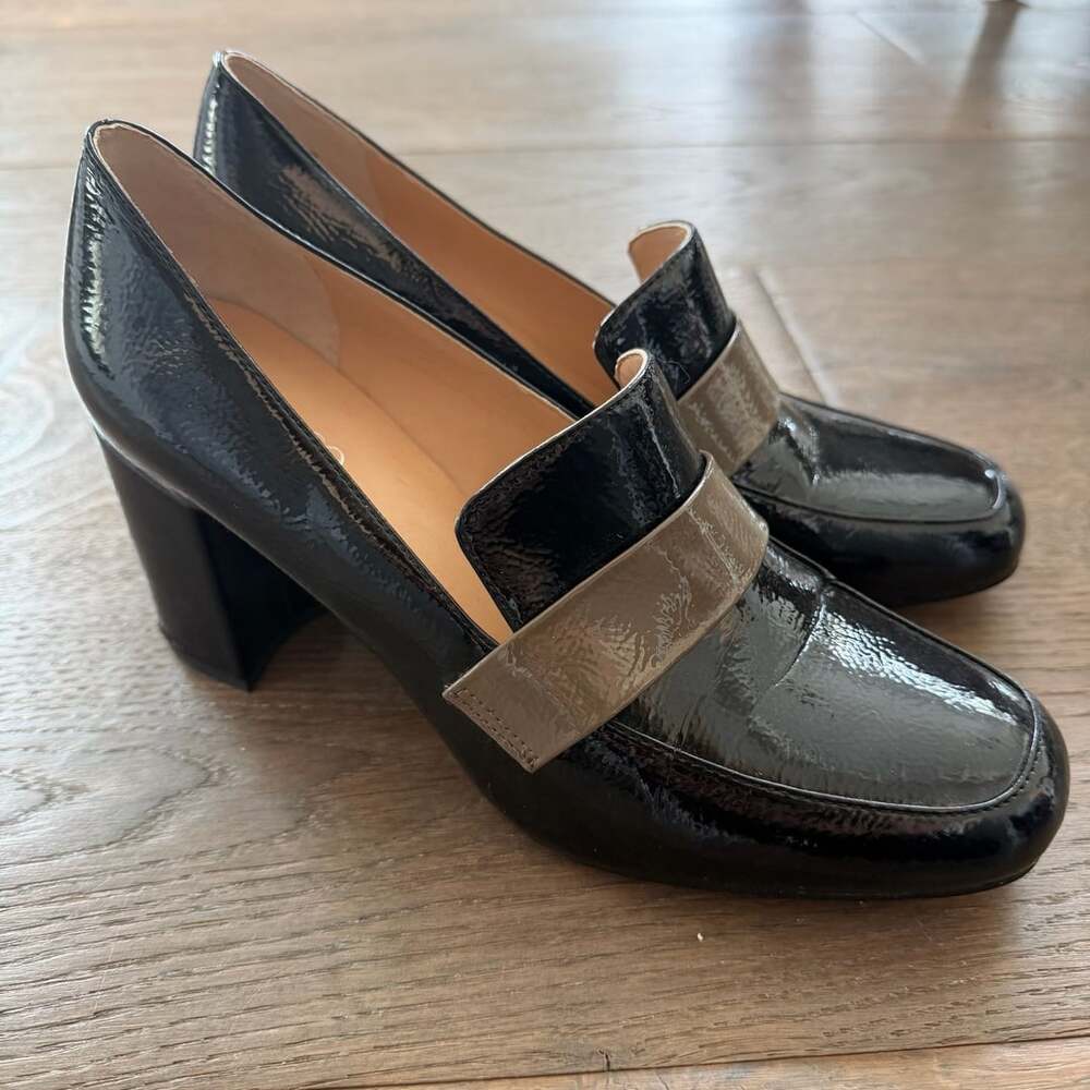 Franco Sarto Karter Block Heel Pump Black Patent Leather
